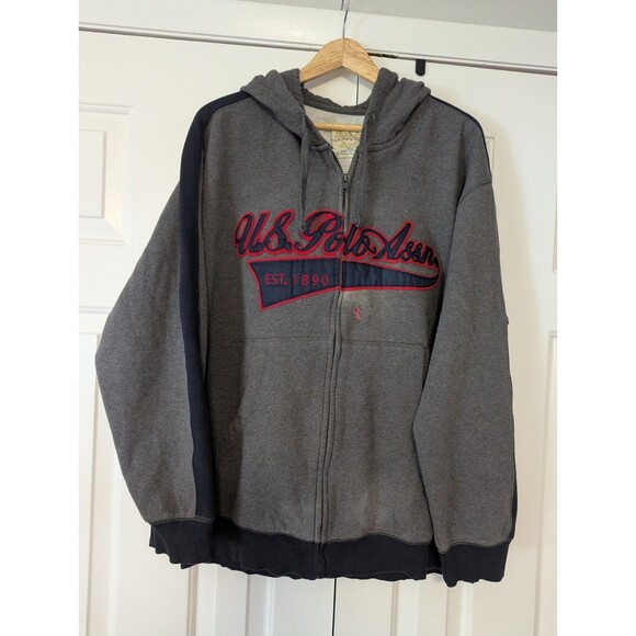 U.S. Polo Assn. Other - US Polo Assn Hoodie Full Zip Mens XL Gray/Black/Red Vintage Preowned
